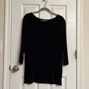 Citiknits Black Long Sleeve Crew Neck Tunic Side Slits Acetate-Spandex Medium